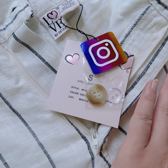 Brand New Love By Design April High Waist White Striped Wide Leg Pants - Picture 3 of 3